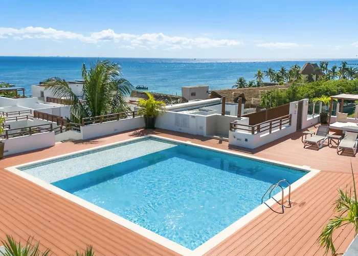 Beachfront Penthouse With 3 Bedrooms & Ocean View - Nubes * Playa del Carmen